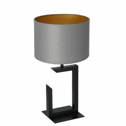 Sklep Kaja Lampka nocna z szaro-złotym abażurem LX 3404 z serii TABLE LAMPS* Lampki Stołowe Z Abażurem|Tradycyjne Lampki Stołowe