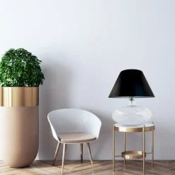 Sklep Kaja Lampka stołowa w stylu glamour, do salonu 5519BK ADANA | Kaja* Lampki Stołowe Z Abażurem|Nowoczesne Lampki Stołowe