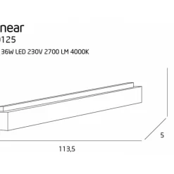 Sklep Kaja Ledowa, długa listwa sufitowa 4000K 113,5cm MX C0125 LINEAR | Kaja* Lampy Led|Plafony Nowoczesne
