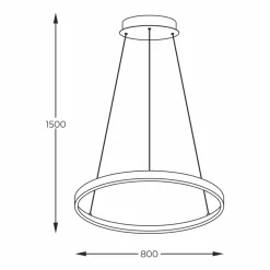 Sklep Kaja Ledowa lampa wisząca, okrąg do salonu ⌀80cm 2023201-GD80 BRENO | Kaja Store