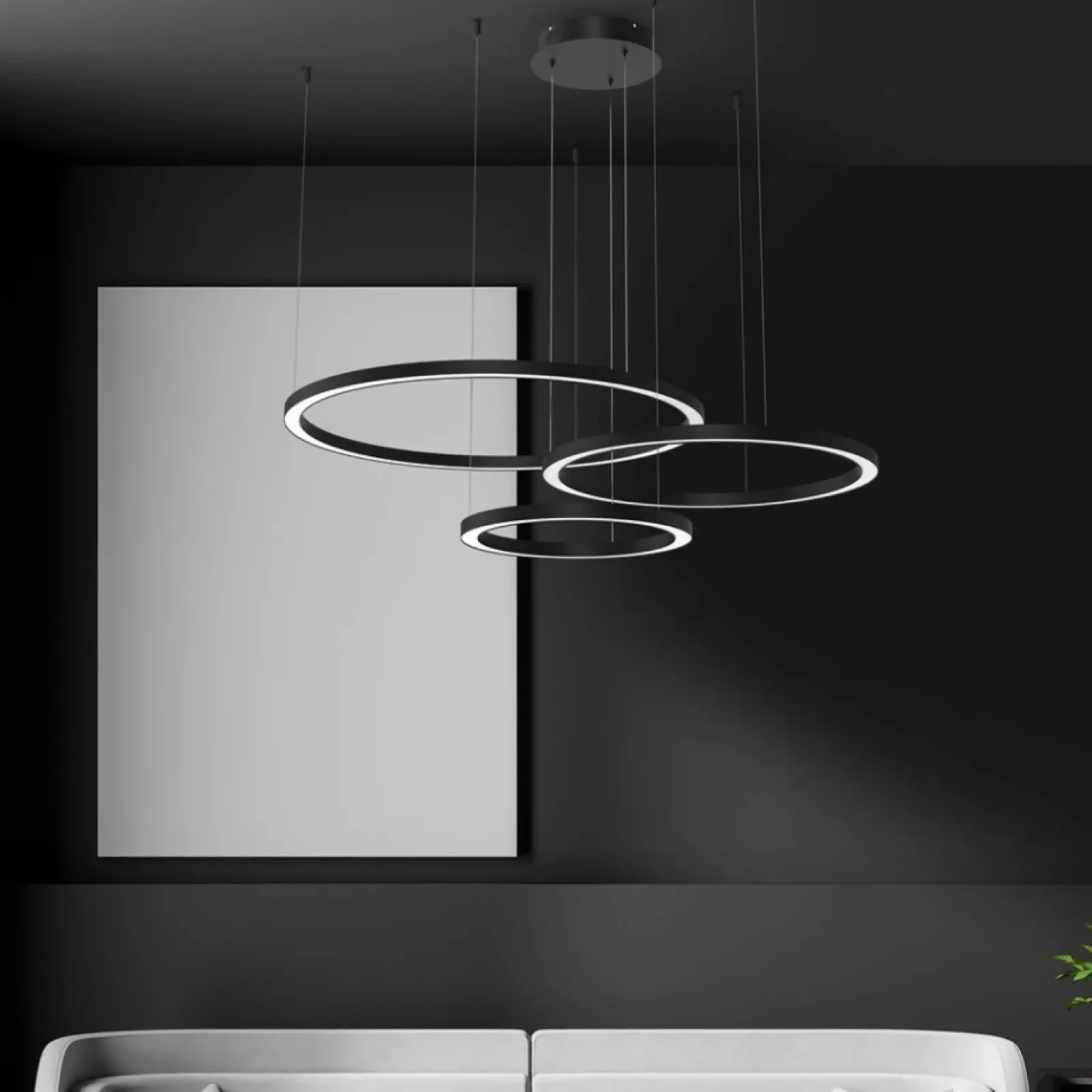 Sklep Kaja Ledowa lampa wisząca, trzy okręgi na linkach ML8789 z serii GALAXIA | Kaja Oświe Discount