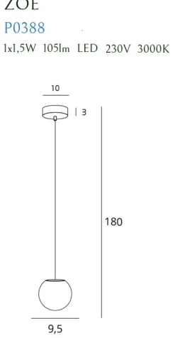 Sklep Kaja Ledowa lampa wisząca z okrągłym kloszem MX P0388 ZOE | Kaja Sale