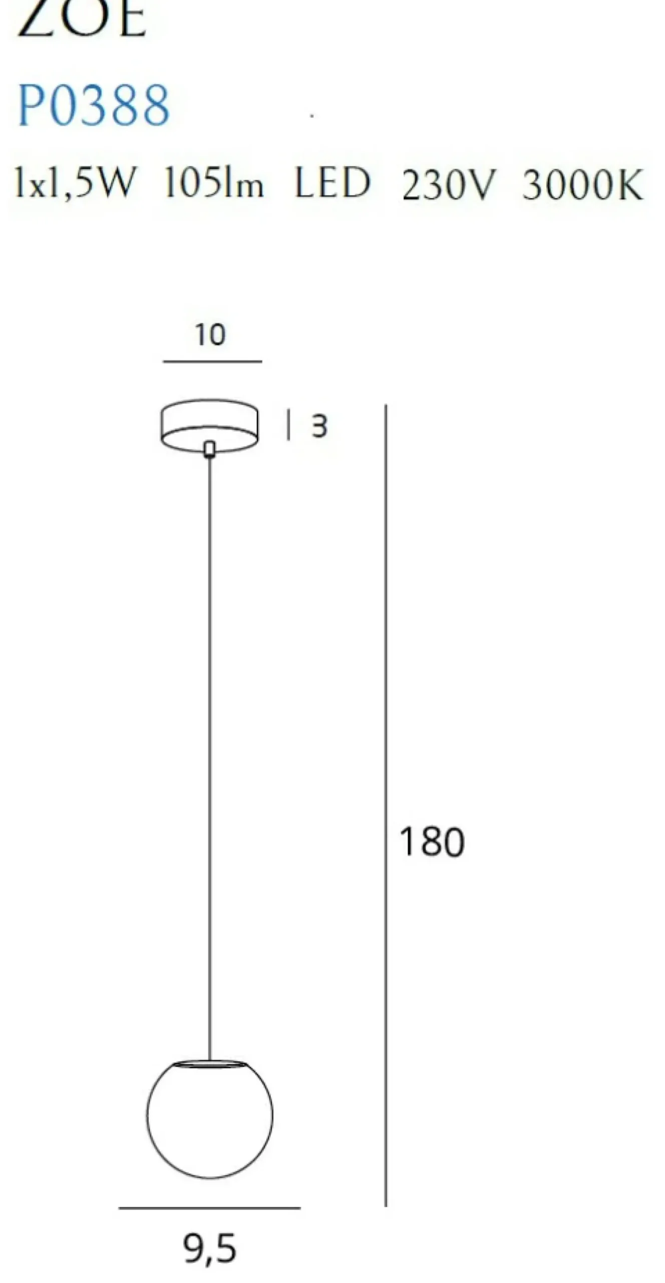 Sklep Kaja Ledowa lampa wisząca z okrągłym kloszem MX P0388 ZOE | Kaja Sale