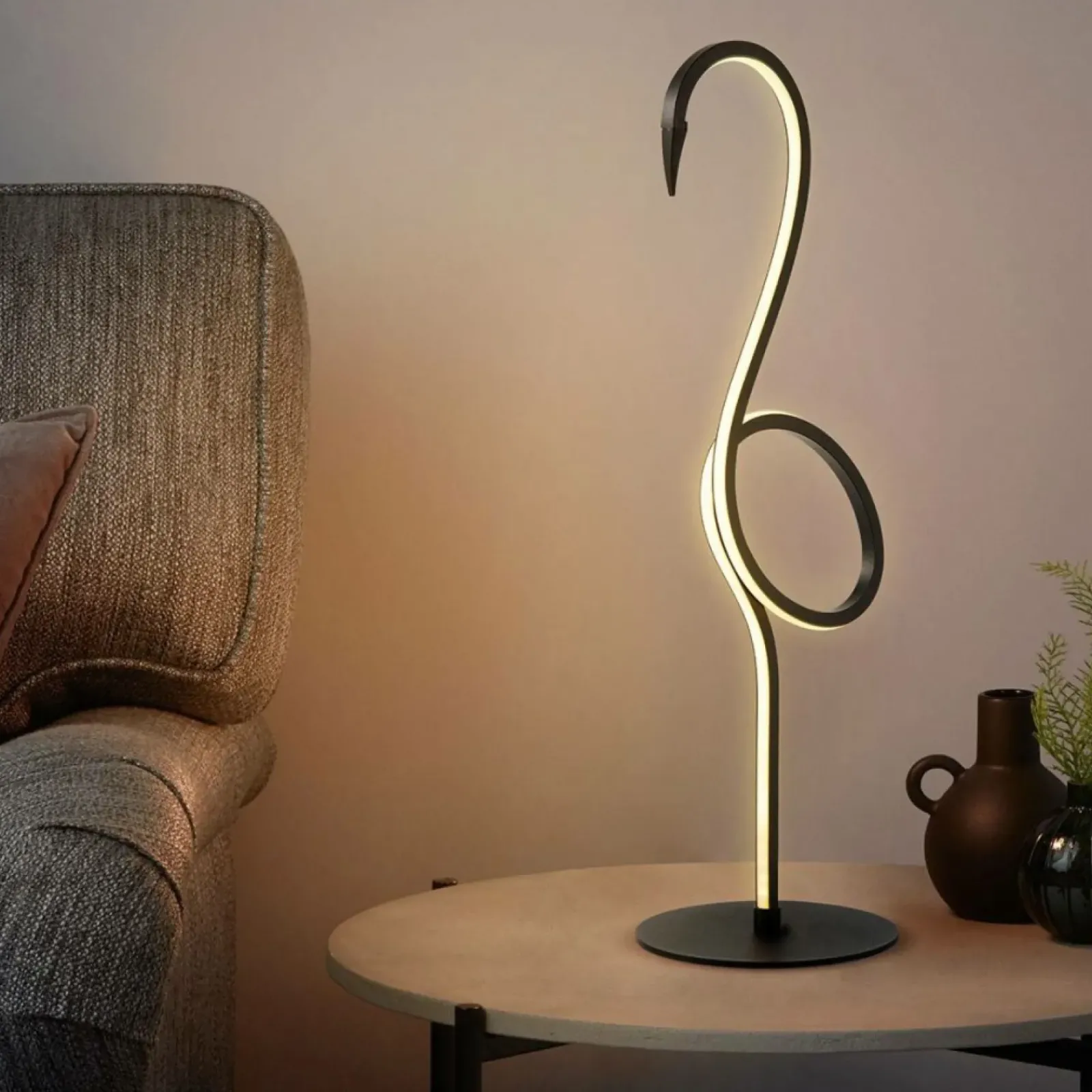 Sklep Kaja Ledowa lampka stołowa, flaming FLAMINGO-TL-BLK z serii FLAMINGO* Nowoczesne Lampki Stołowe