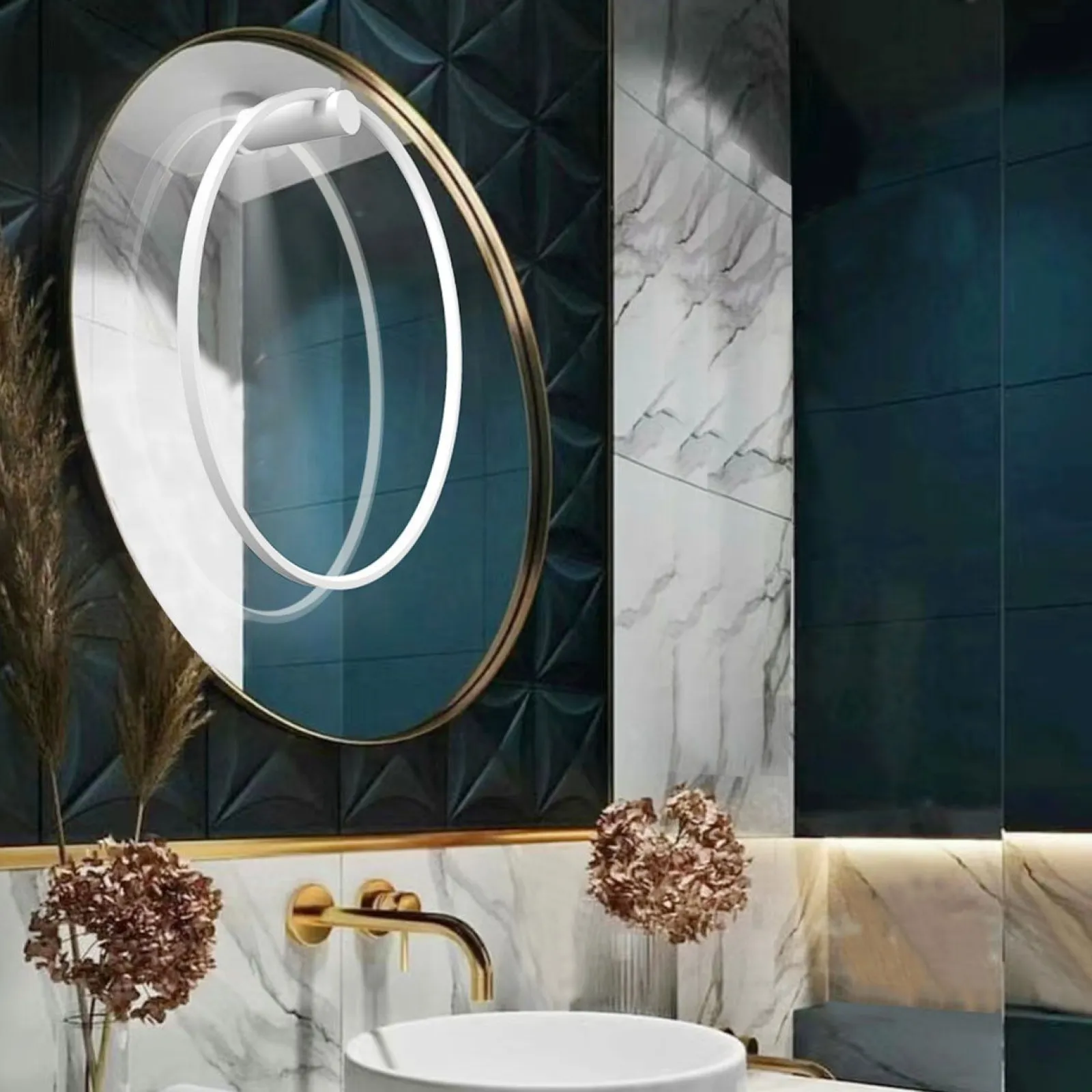 Sklep Kaja Ledowa obręcz ścienna, kinkiet koło 60cm LP-999/1W S WH z serii MIRROR* Lampy Led
