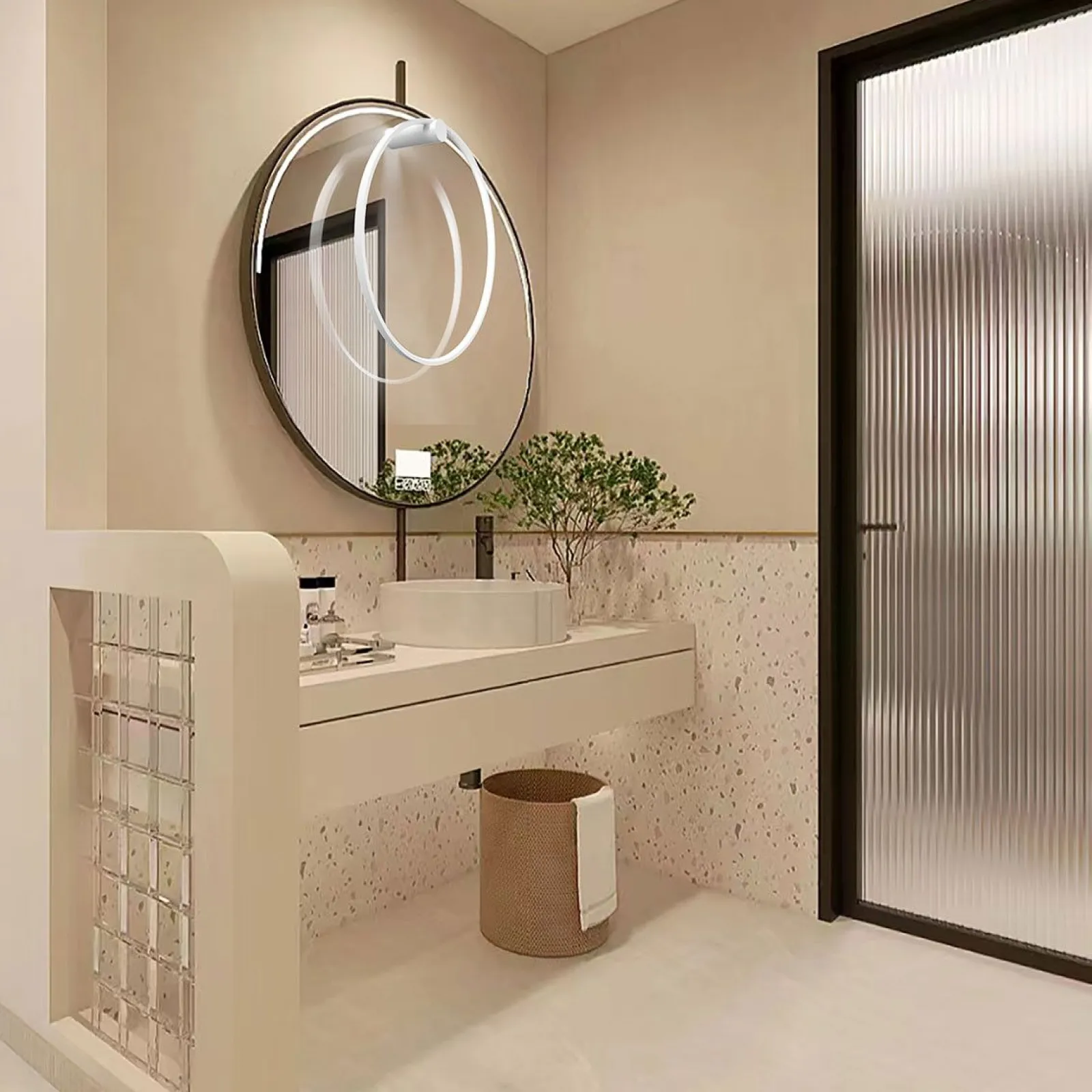 Sklep Kaja Ledowa obręcz ścienna, kinkiet koło 60cm LP-999/1W S WH z serii MIRROR* Lampy Led