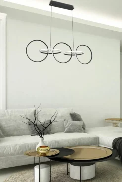 Sklep Kaja Ledowa, szeroka lampa wisząca do salonu A0022-351 KOS | Kaja czarny Cheap