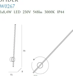 Sklep Kaja Ledowy, prosty, kinkiet łazienkowy MX W0267 SPIDER | Kaja Oświetlenie* Lampy Do Łazienki|Lampy Led