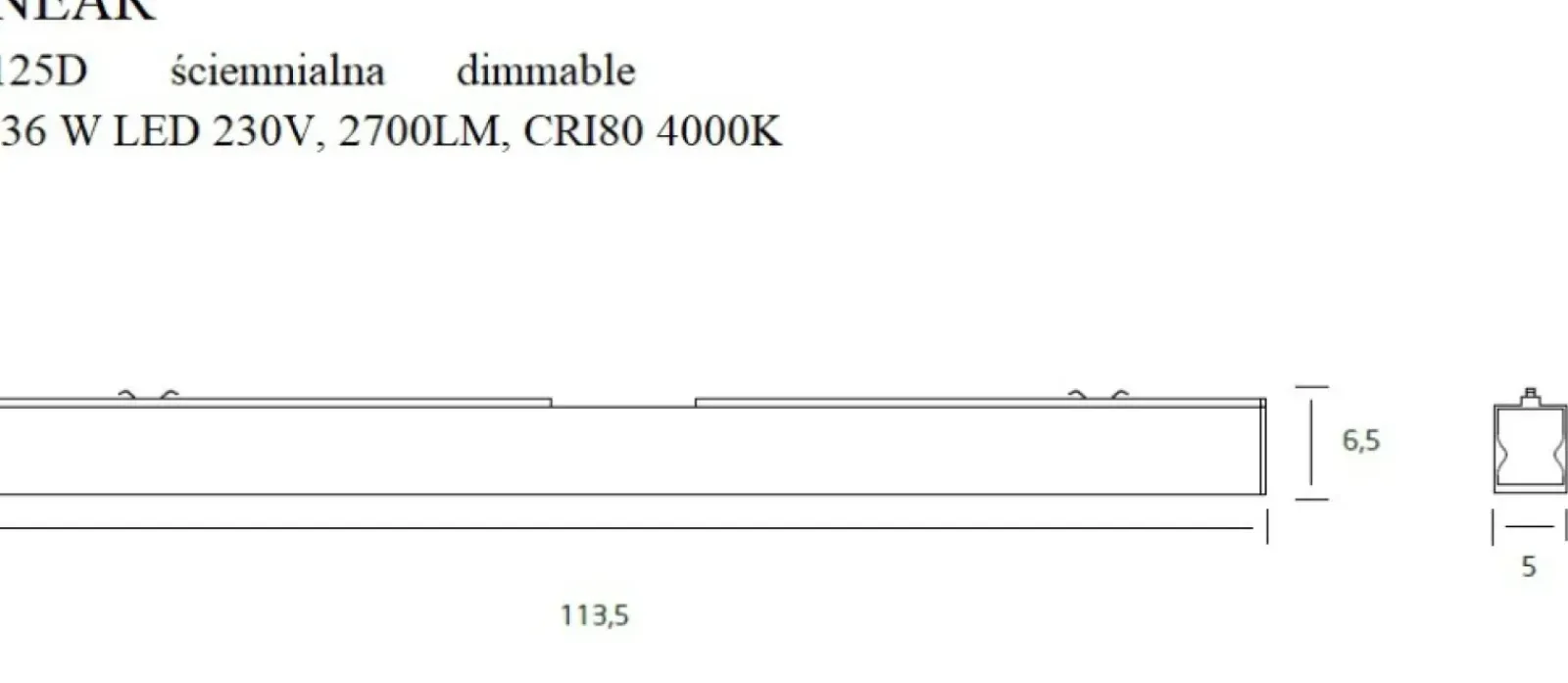 Sklep Kaja Liniowa, ściemnialna listwa LED 113,5cm MX C0125D LINEAR | Kaja* Plafony Nowoczesne|Lampy Led