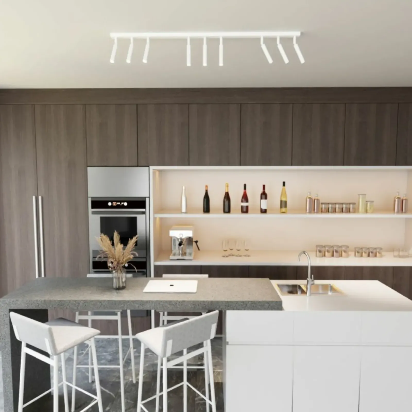 Sklep Kaja Liniowa lampa sufitowa 116cm ze spotami 1352/9 IVI 9 WHITE | Kaja biały Online