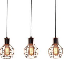 Sklep Kaja Liniowa lampa wisząca z drucianymi kloszami AZ2141 CARRON | Kaja miedziany Discount