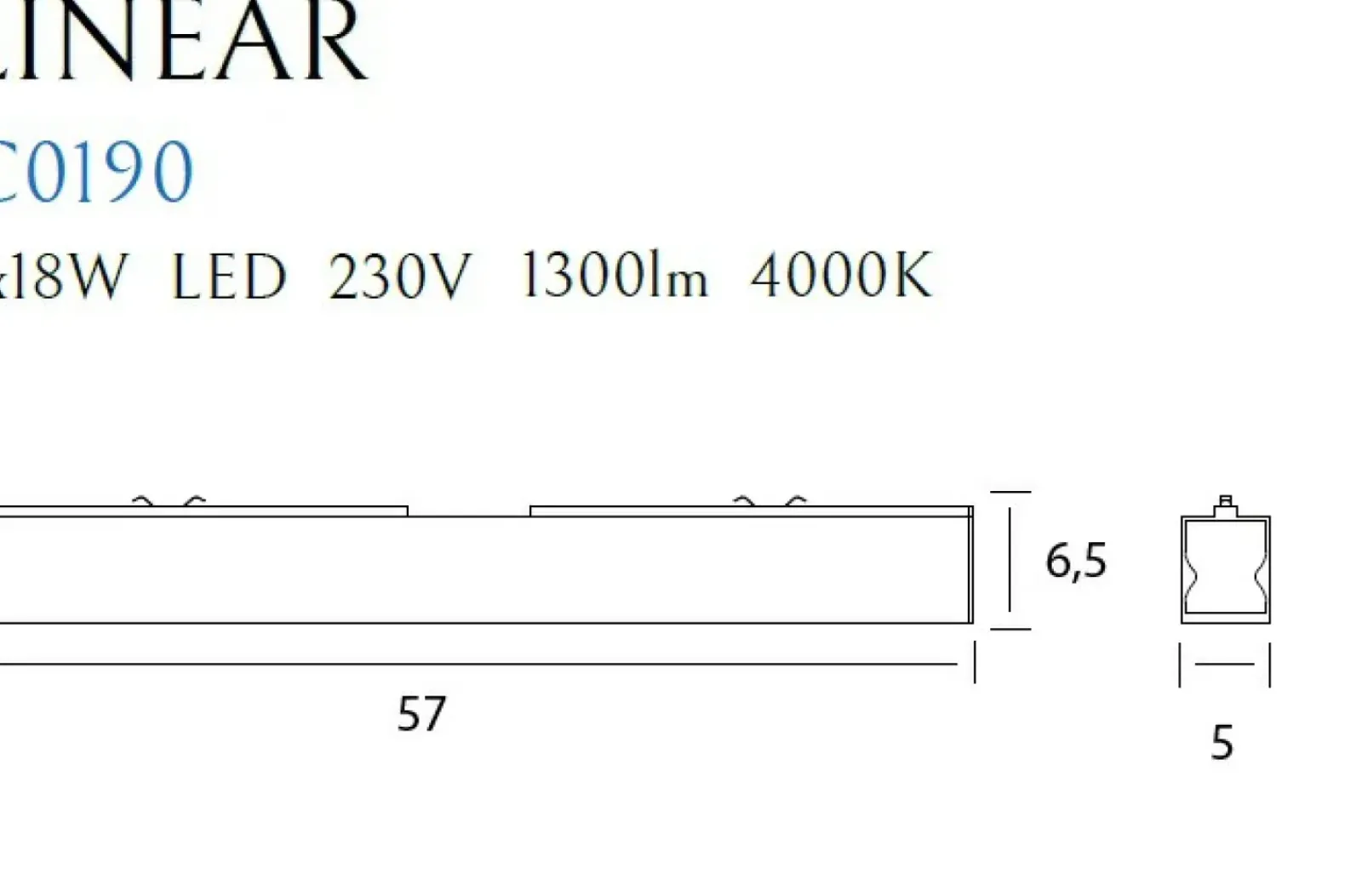 Sklep Kaja Liniowa listwa sufitowa LED do kuchni 57cm MX C0190 LINEAR | Kaja* Plafony Nowoczesne|Lampy Led