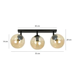 Sklep Kaja Listwa sufitowa z 3 kloszami w kolorze miodu 778/3 | Kaja Oświetlenie Shop