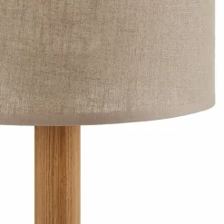 Sklep Kaja Lniana lampka nocna na drewnianej nodze TK 5192 DEVA | Kaja* Lampki Stołowe Z Abażurem|Tradycyjne Lampki Stołowe