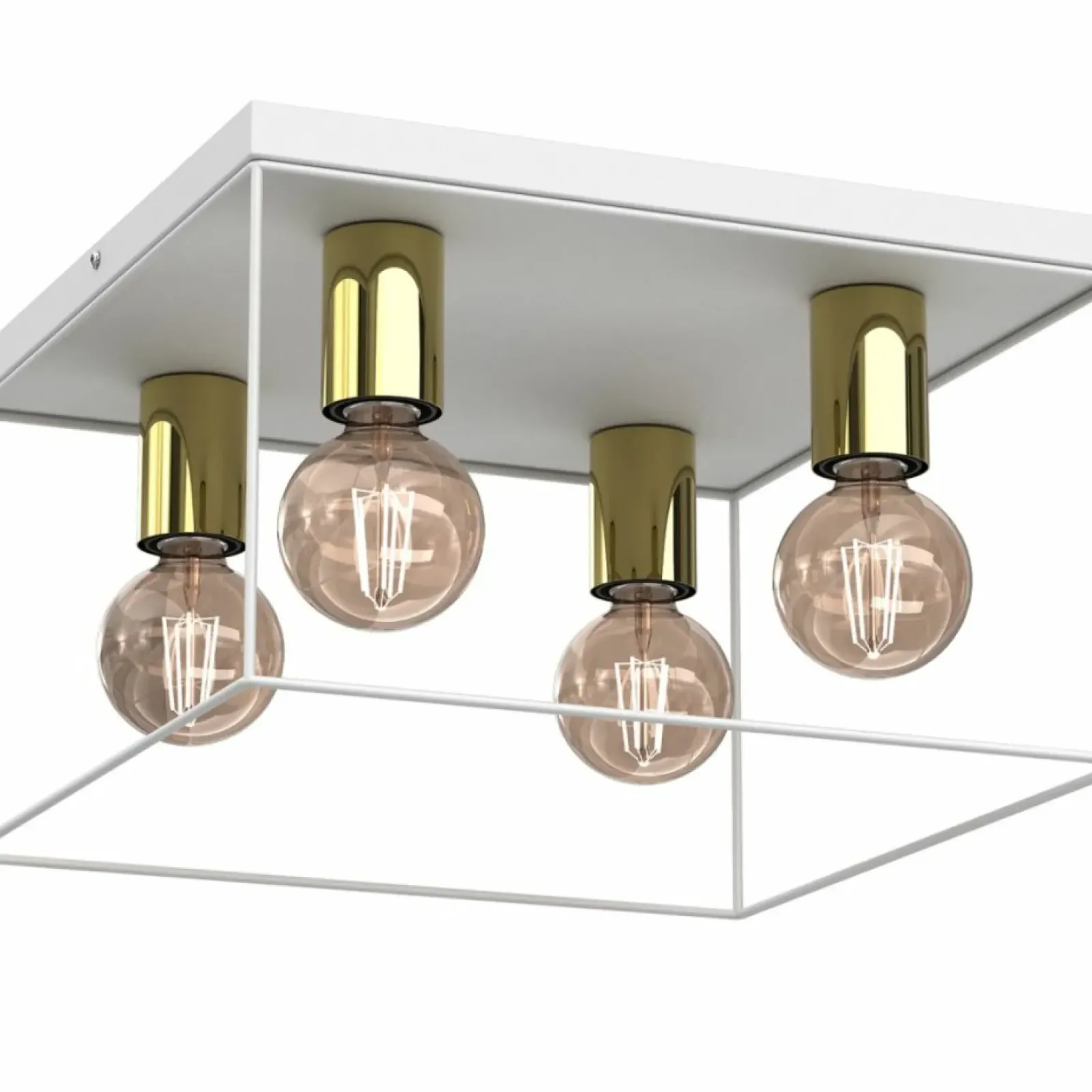 Sklep Kaja Loftowa, biało-złota lampa sufitowa kwadrat LX 4360 HOMEN | Kaja Discount