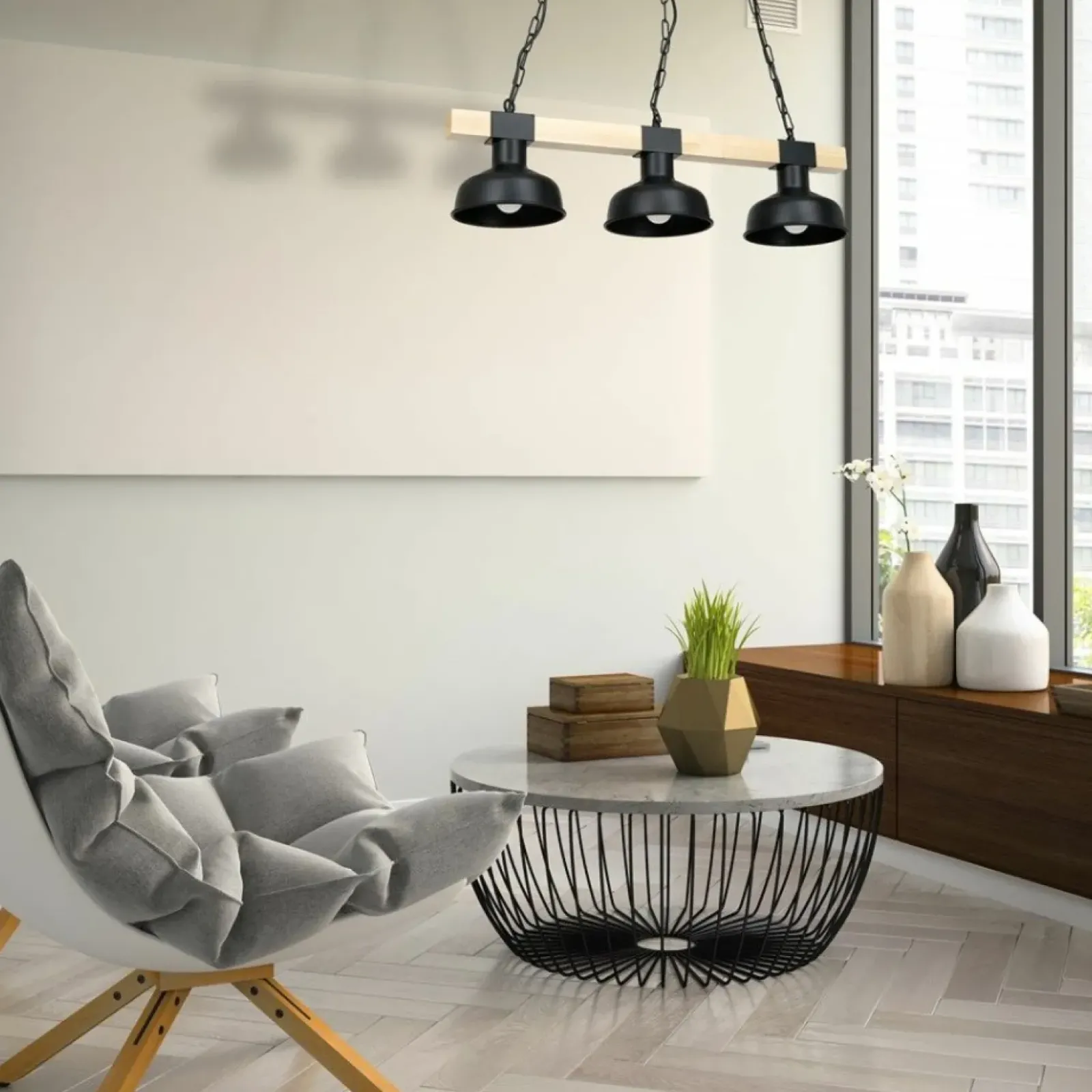 Sklep Kaja Loftowa lampa wisząca z drewnem stabilizującym MLP7457 z serii FARO | Kaja Oświe Cheap