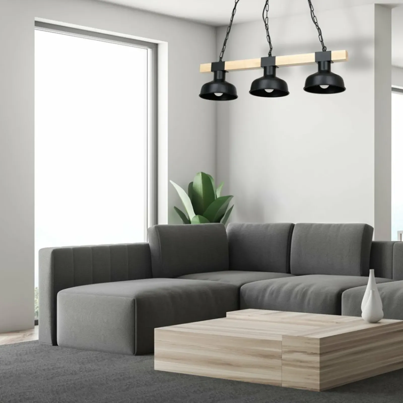 Sklep Kaja Loftowa lampa wisząca z drewnem stabilizującym MLP7457 z serii FARO | Kaja Oświe Cheap