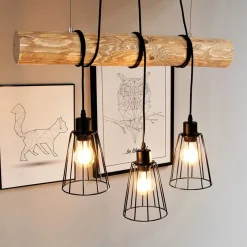 Sklep Kaja Loftowa lampa wisząca z sosnową belką 68204304 TRABO SHORT | Kaja Flash Sale
