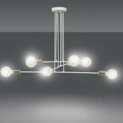 Sklep Kaja Loftowa lampa wisząca ze złotymi oprawkami 786/6 VESIO | Kaja biały Discount