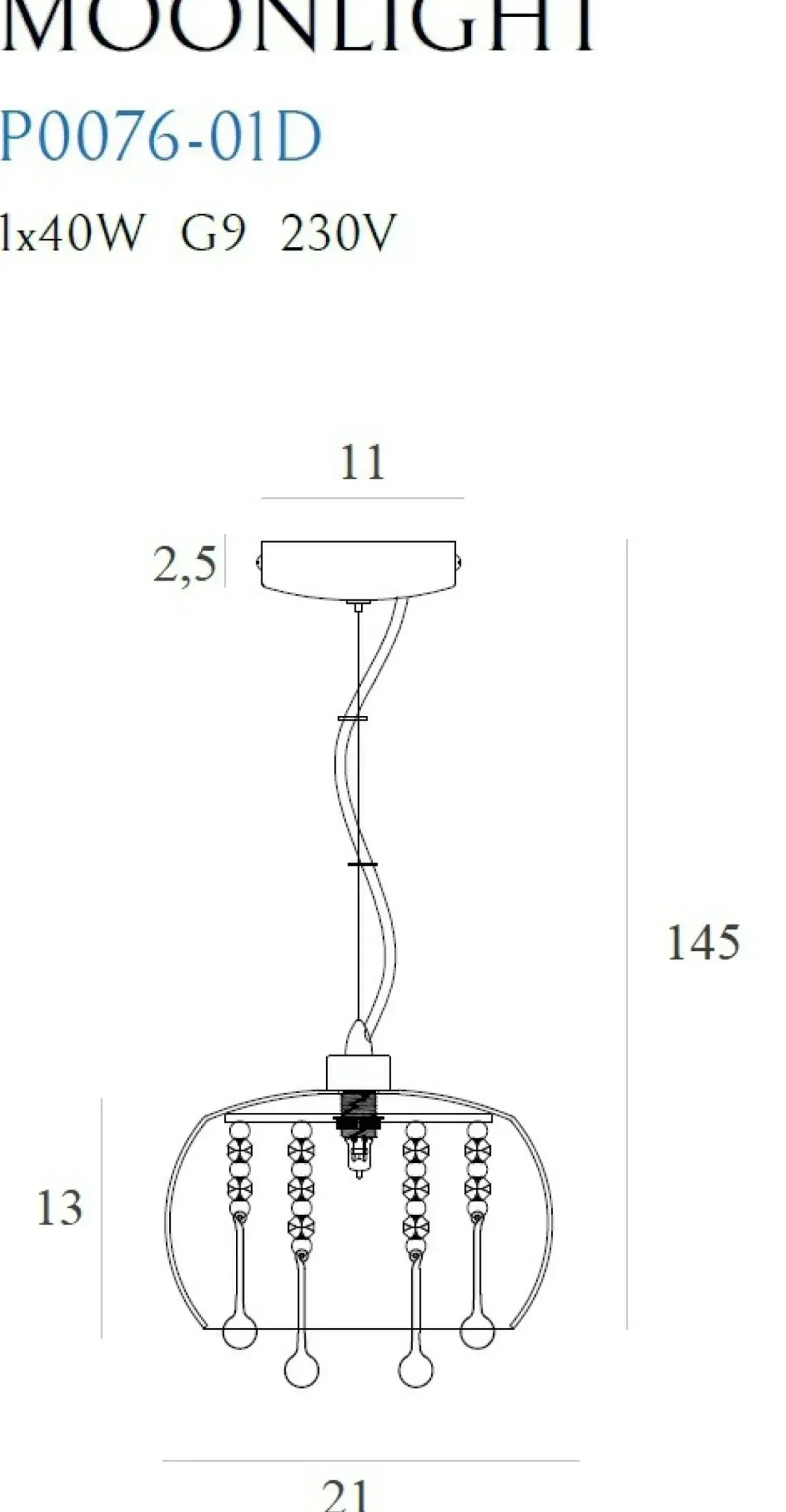 Sklep Kaja Mała, ozdobna lampa wisząca do sypialni MX P0076-01D MOONLIGHT | Kaja Flash Sale