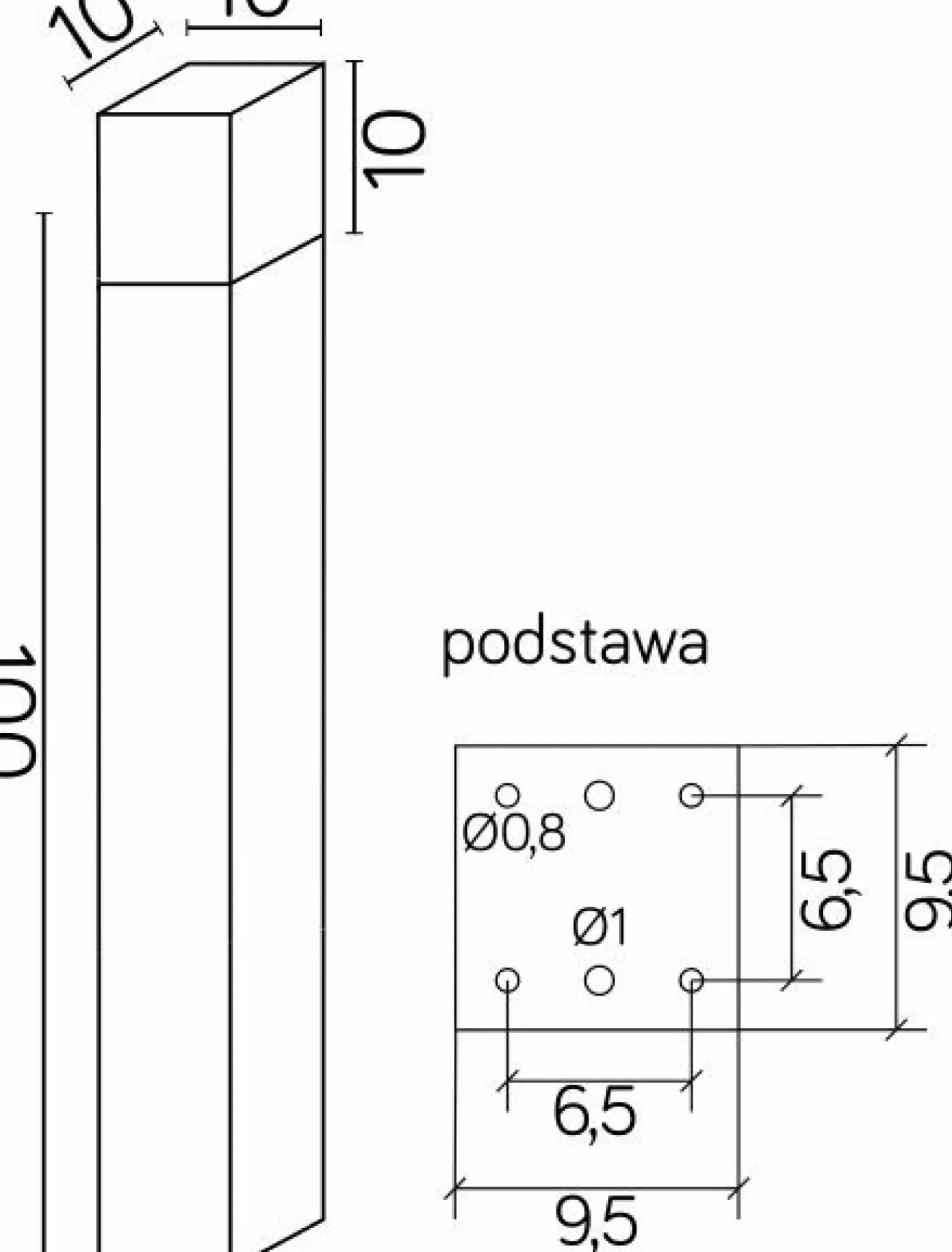 Sklep Kaja Metrowa lampa ogrodowa, geometryczna CB-MAX 1000 AL z serii CUBE MAX | Kaja Oświ* Lampy Ogrodowe Stojące