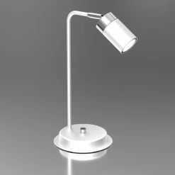 Sklep Kaja Minimalistyczna, biało-srebrna lampka biurkowa MLP7751 JOKER | Kaja* Lampki Biurkowe