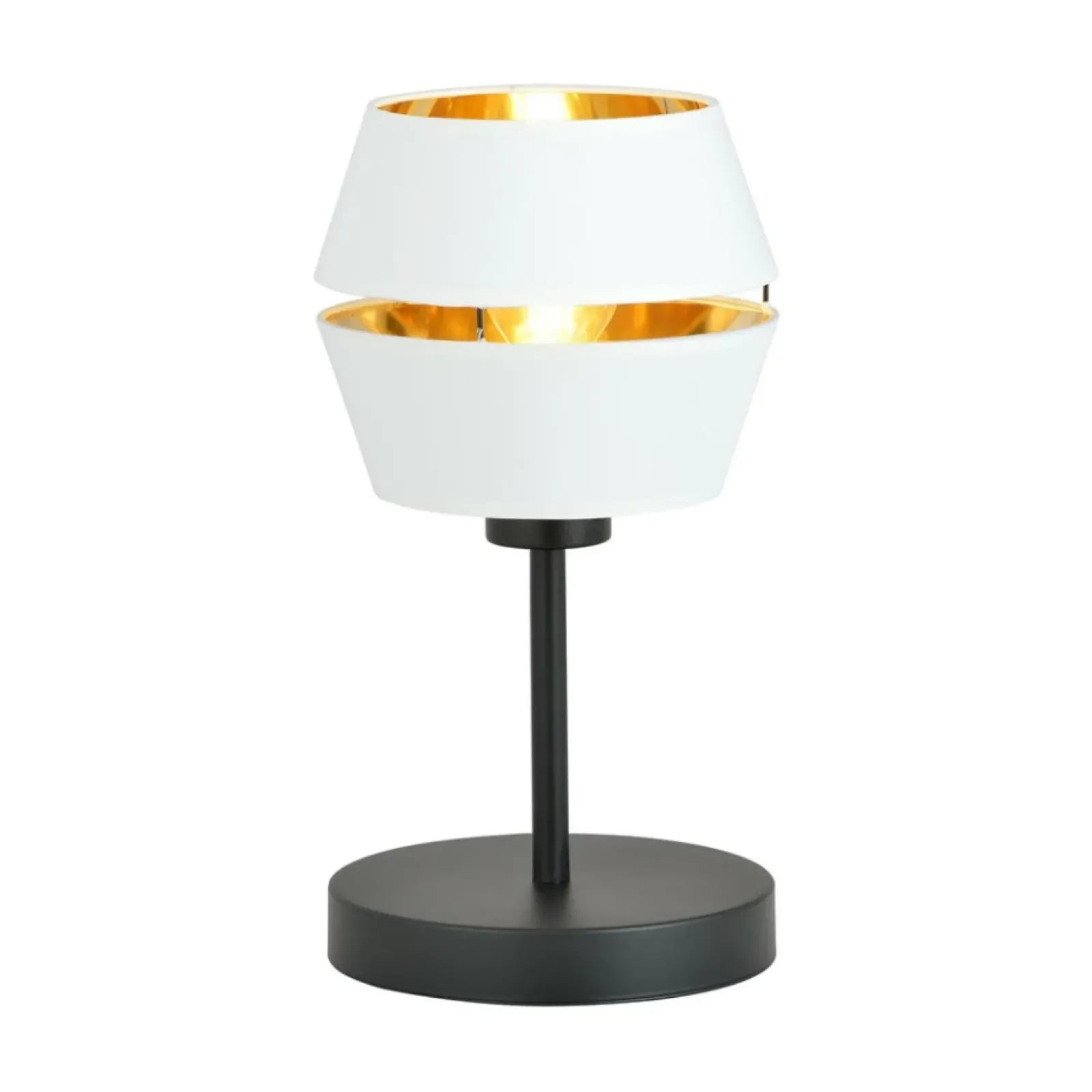 Sklep Kaja Minimalistyczna, biało-złota lampka stołowa 1182/LN z serii PIANO* Lampki Stołowe Z Abażurem|Nowoczesne Lampki Stołowe