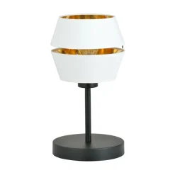 Sklep Kaja Minimalistyczna, biało-złota lampka stołowa 1182/LN z serii PIANO* Lampki Stołowe Z Abażurem|Nowoczesne Lampki Stołowe