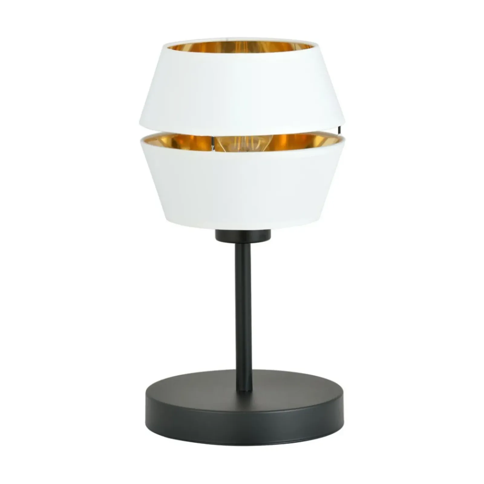 Sklep Kaja Minimalistyczna, biało-złota lampka stołowa 1182/LN z serii PIANO* Lampki Stołowe Z Abażurem|Nowoczesne Lampki Stołowe