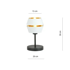 Sklep Kaja Minimalistyczna, biało-złota lampka stołowa 1182/LN z serii PIANO* Lampki Stołowe Z Abażurem|Nowoczesne Lampki Stołowe