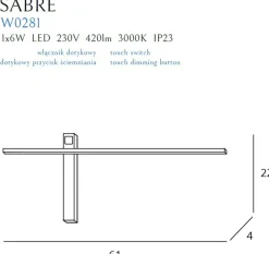 Sklep Kaja Minimalistyczna lampa ścienna LED 61cm MX W0281 SABRE | Kaja* Lampy Led
