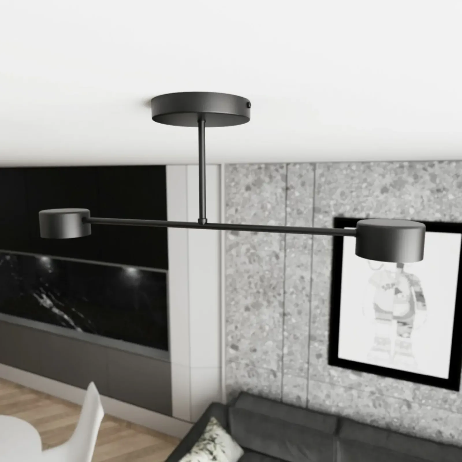 Sklep Kaja Minimalistyczna lampa na 2 żarówki 1355/2 HALO 2 BLACK | Kaja czarny Shop