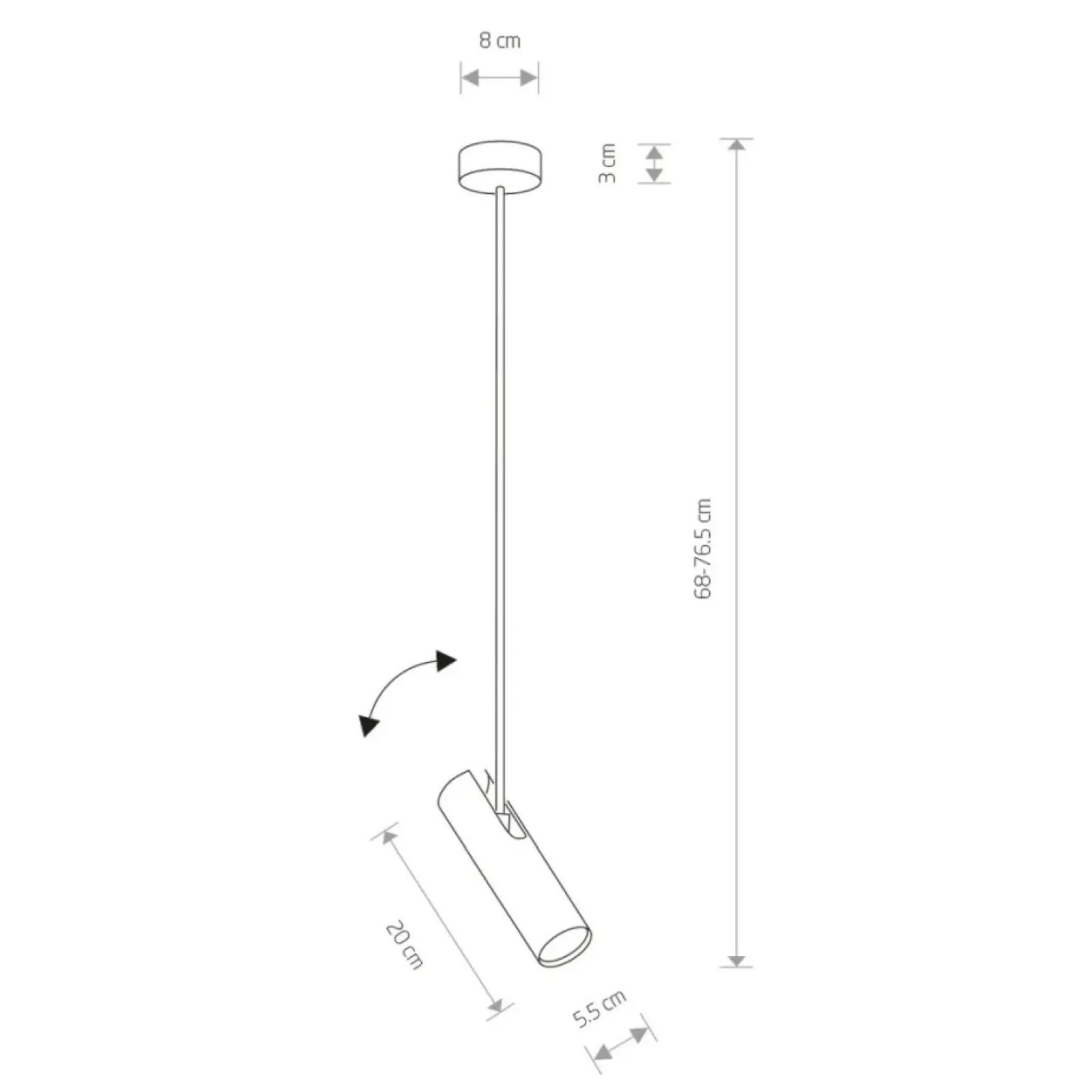 Sklep Kaja Minimalistyczna lampa na sztywnym zwisie 6503 EYE SUPER | Kaja czarny Best Sale