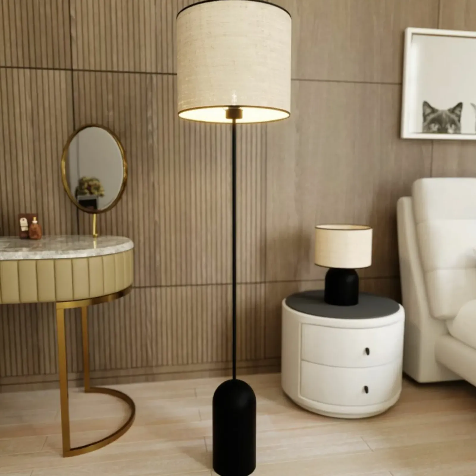 Sklep Kaja Minimalistyczna lampa podłogowa do salonu 1324/LP1 ASPEN | Kaja* Lampy Podłogowe Z Abażurem|Tradycyjne Lampy Podłogowe