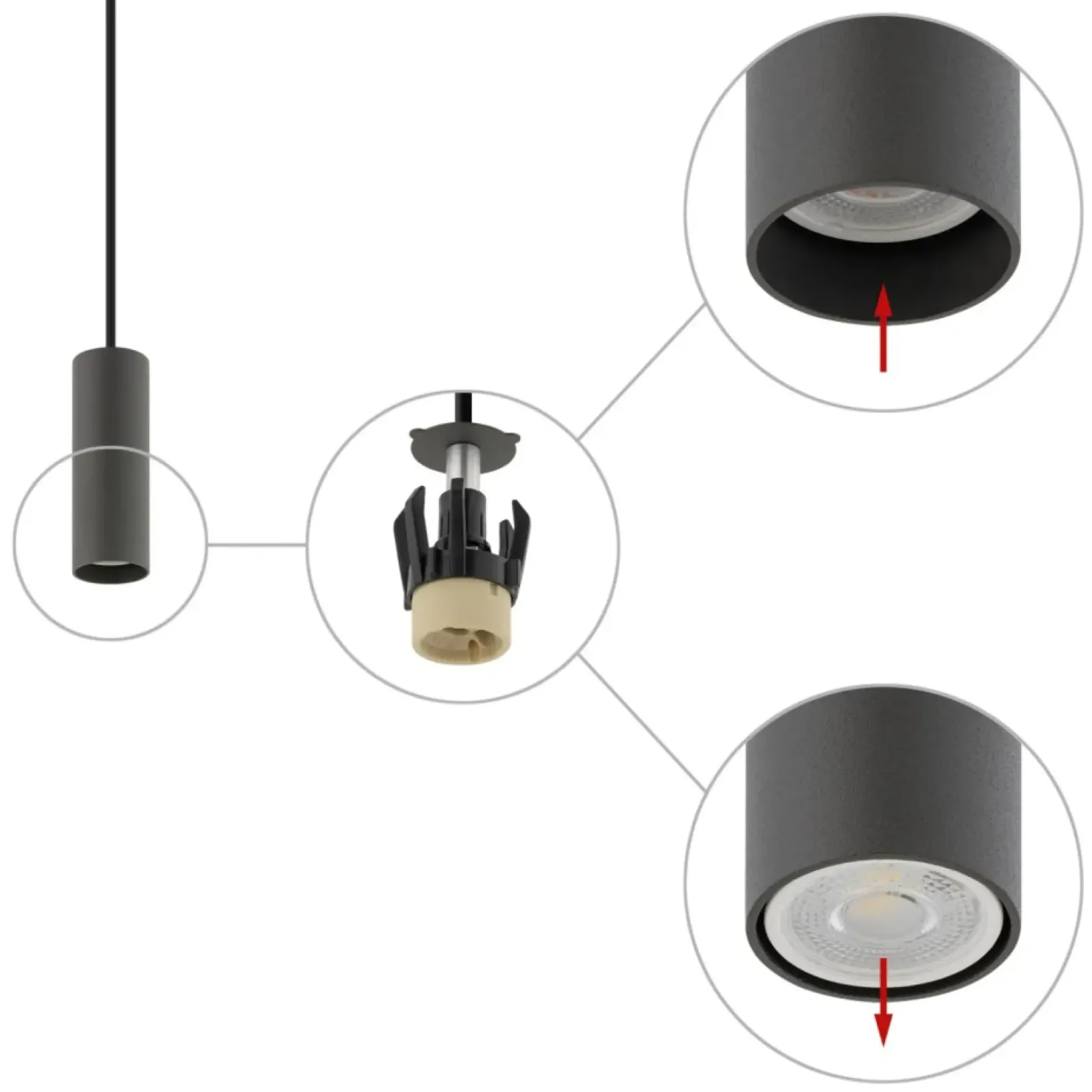 Sklep Kaja Minimalistyczna lampa wisząca, tuba 12,5cm 10901 FOURTY | Kaja szary Best