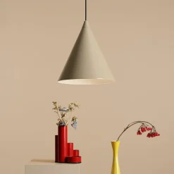 Sklep Kaja Minimalistyczna lampa wisząca, bezowy stożek 1108G17 z serii FORM Zadzwońporabattel.783200183(8-16)/mailsklep@kaja.com.pl Hot
