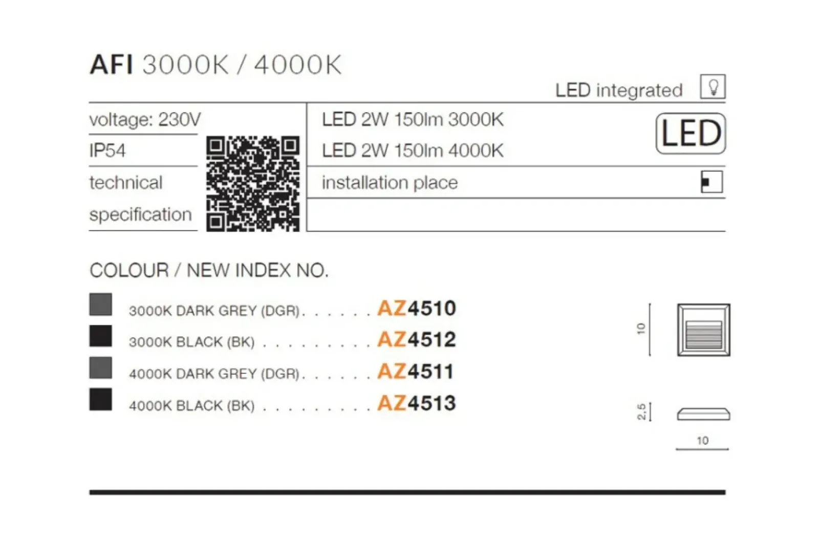 Sklep Kaja Minimalistyczna oprawa zewnętrzna LED 4000K AZ4511 AFI | Kaja* Kinkiety Ogrodowe