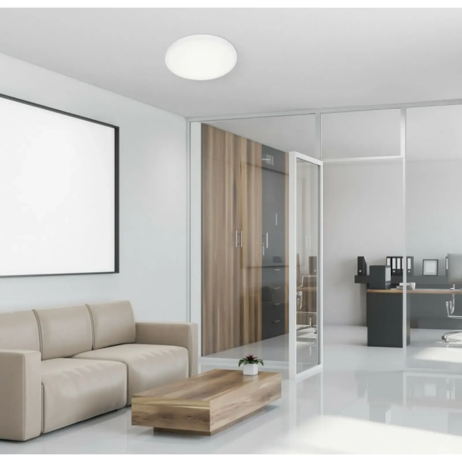 Sklep Kaja Minimalistyczny plafon ⌀50cm 3000K PLF-7001-500R-WH-3K z serii PELARO* Lampy Led|Plafony Nowoczesne