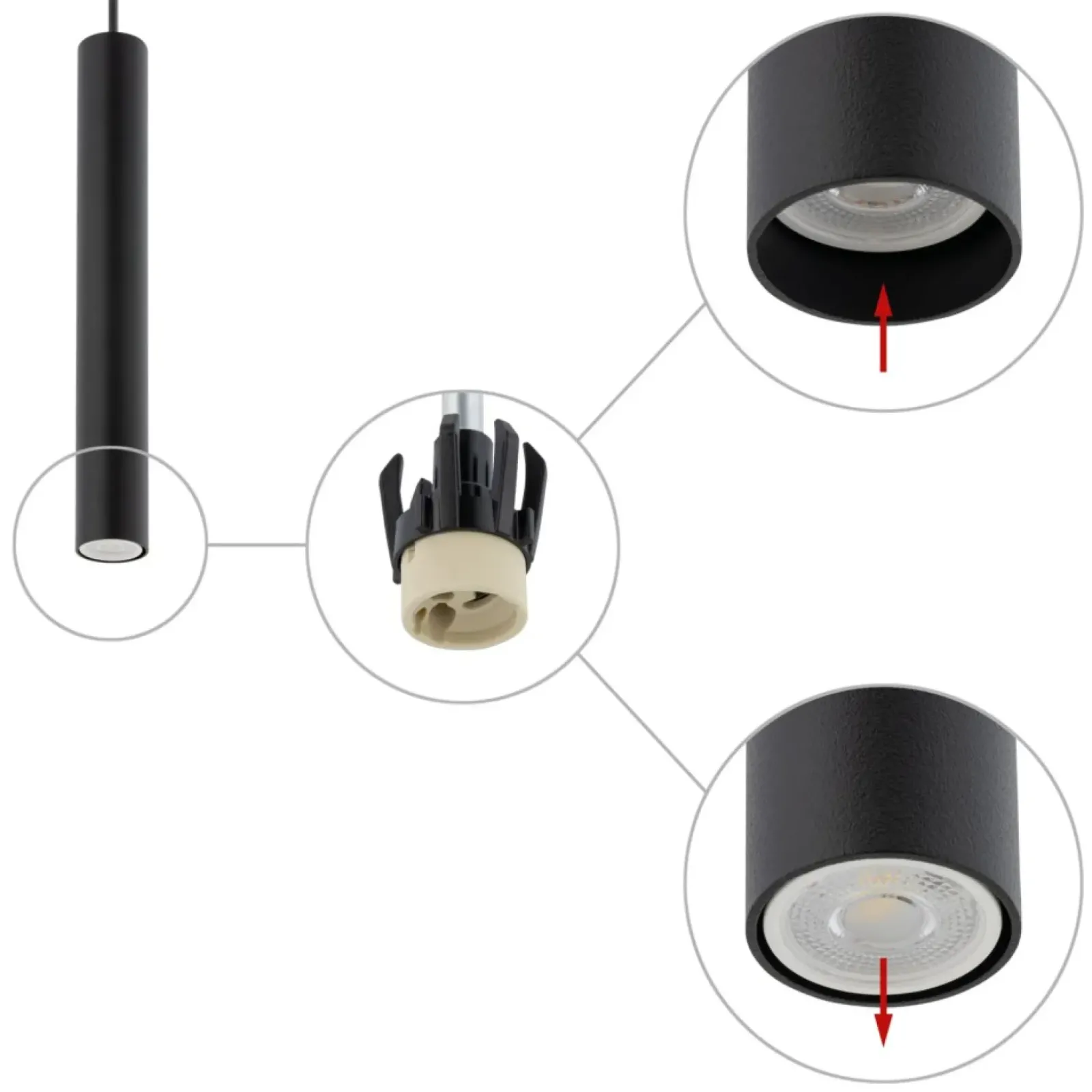 Sklep Kaja Minimalistyczny, regulowany zwis, tuba 30cm 10771 FOURTY | Kaja czarny Store
