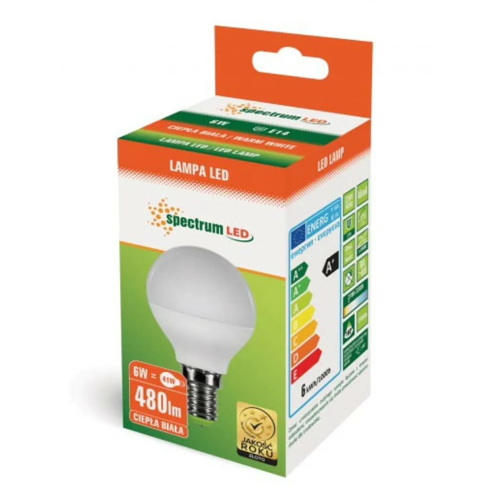 Sklep Kaja Mleczna żarówka kulka LED E14 ciepła 6W SpectrumLED 13022 | Kaja* Żarówki Led E14