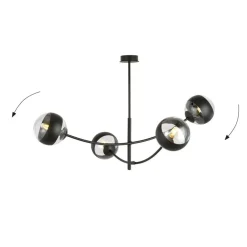 Sklep Kaja Molekularna, czarna lampa sufitowa do sypialni 1101/4 HUNTER | Kaja Outlet
