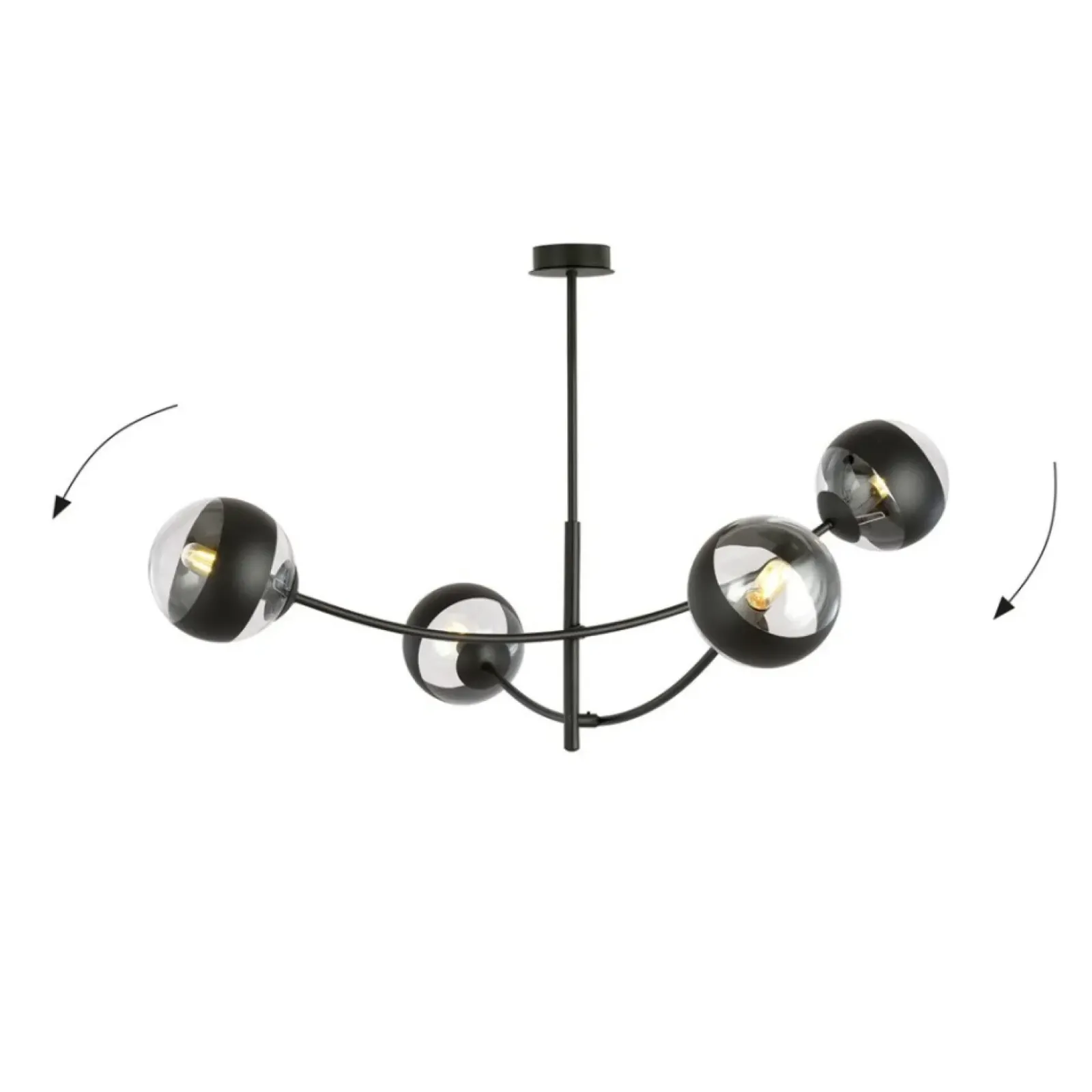 Sklep Kaja Molekularna, czarna lampa sufitowa do sypialni 1101/4 HUNTER | Kaja Outlet