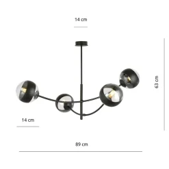 Sklep Kaja Molekularna, czarna lampa sufitowa do sypialni 1101/4 HUNTER | Kaja Outlet