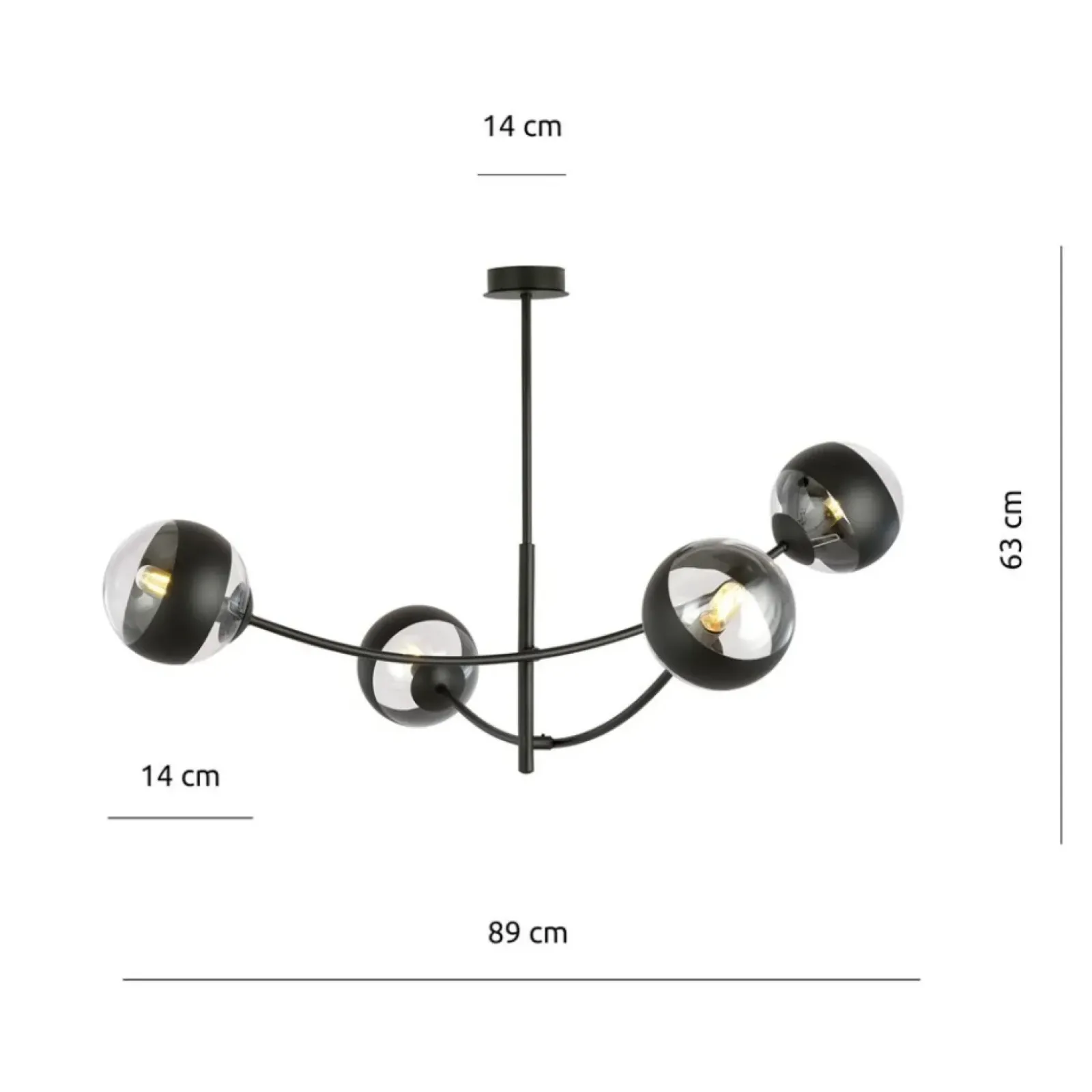 Sklep Kaja Molekularna, czarna lampa sufitowa do sypialni 1101/4 HUNTER | Kaja Outlet