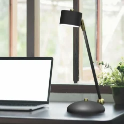 Sklep Kaja Niebanalna lampa biurkowa, czarno-złota MLP7764 z serii ARENA | Kaja Oświetlenie* Lampki Biurkowe