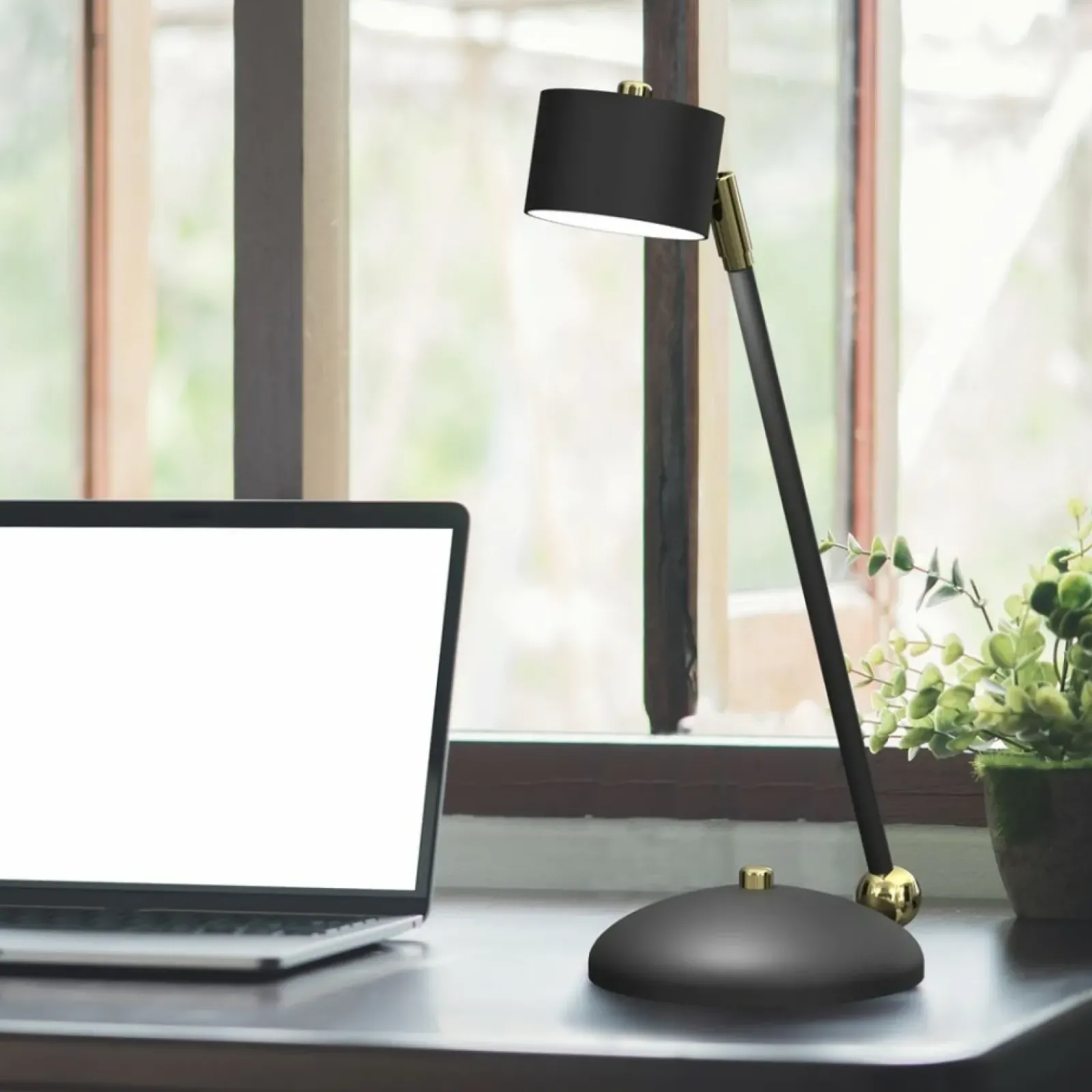 Sklep Kaja Niebanalna lampa biurkowa, czarno-złota MLP7764 z serii ARENA | Kaja Oświetlenie* Lampki Biurkowe