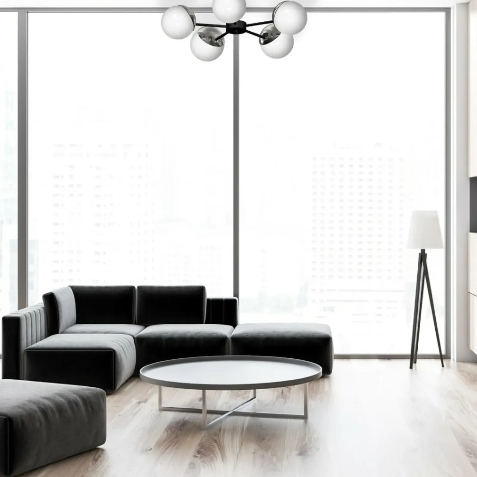 Sklep Kaja Niebanalna lampa wisząca z pięcioma kloszami MLP8882 z serii SFERA | Kaja Oświet chrom Cheap