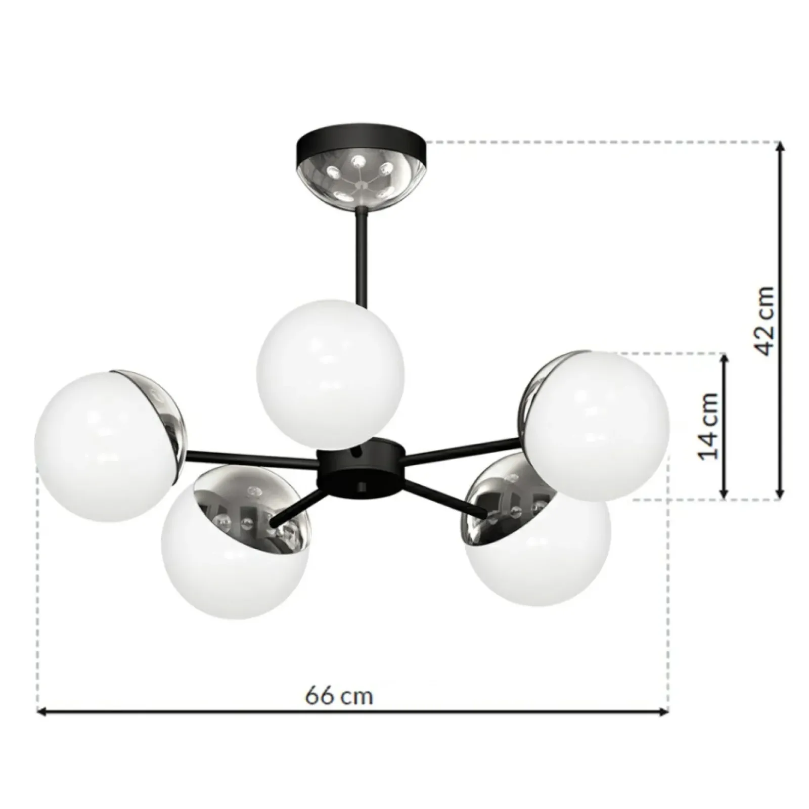 Sklep Kaja Niebanalna lampa wisząca z pięcioma kloszami MLP8882 z serii SFERA | Kaja Oświet chrom Cheap