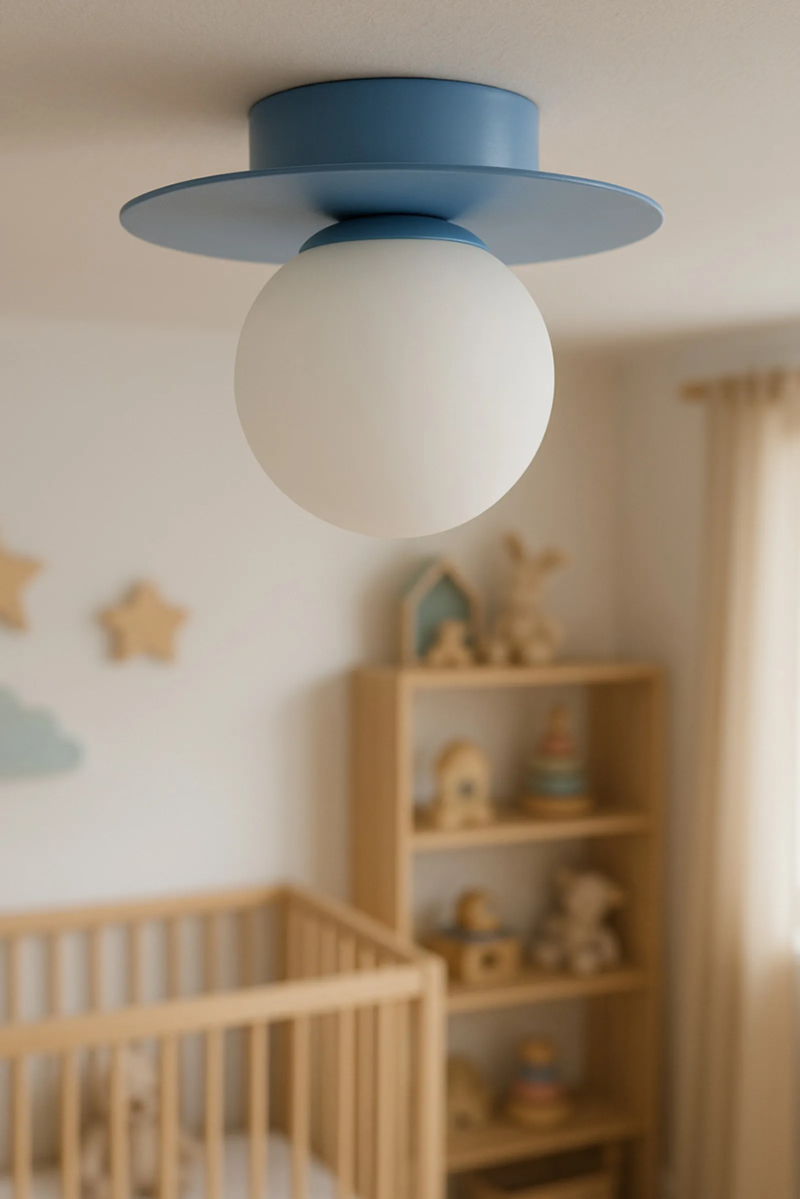 Sklep Kaja Niebieska lampa sufitowa z białymi kulkami K-5447 z serii ROBIN* Plafony Klasyczne|Plafony