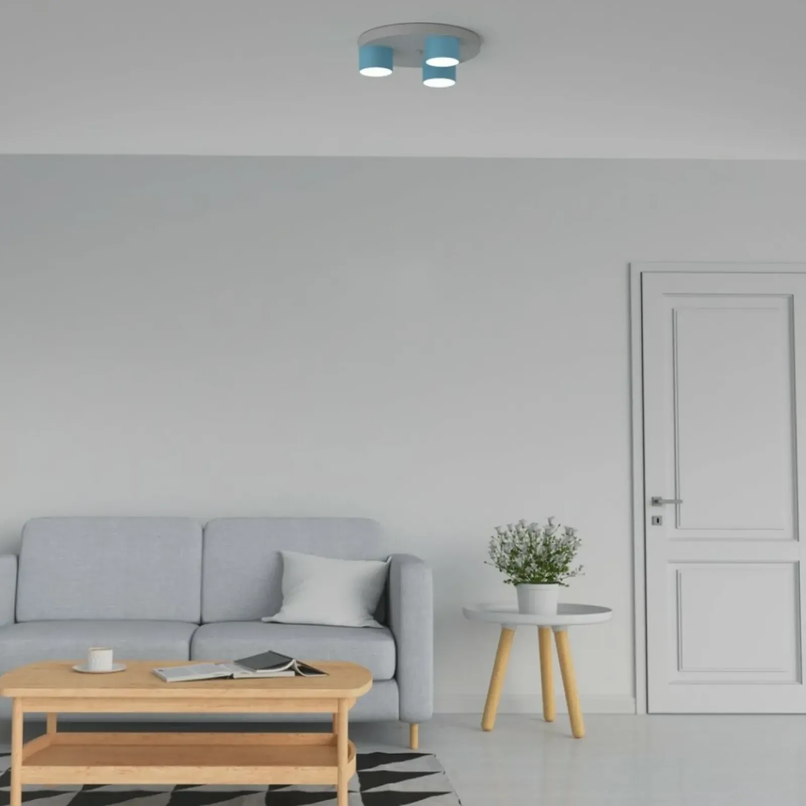 Sklep Kaja Niebieska lampa sufitowa na białej podstawie MLP7551 z serii DIXIE | Kaja Oświet Best Sale